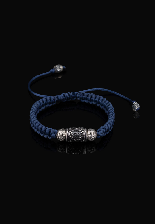 BERKANO Lucidus Viking Bracelet with Navy Blue Shambala Threads