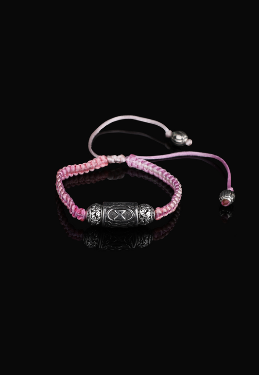 DAGAZ Lucidus Viking Bracelet with Pink and White Shambala Threads