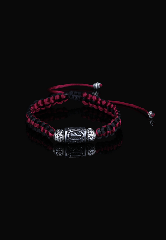 FEHU Lucidus Viking Bracelet with Red and Black Shambala Threads
