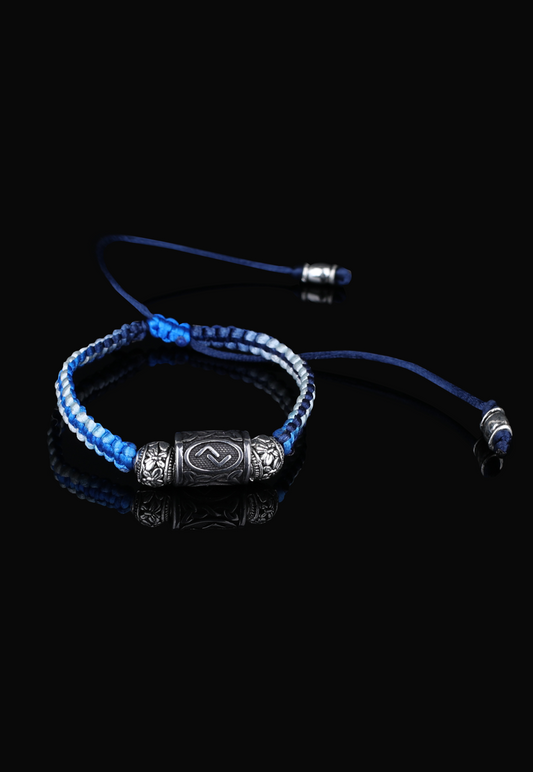 JERA Lucidus Viking Bracelet with White and Blue Shambala Threads