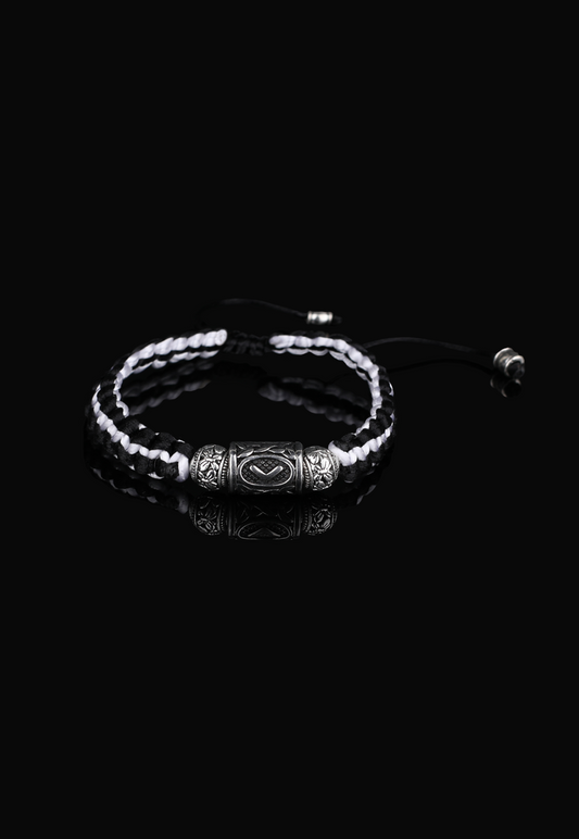 KAUNAN Lucidus Viking Bracelet with Black and White Shambala Threads