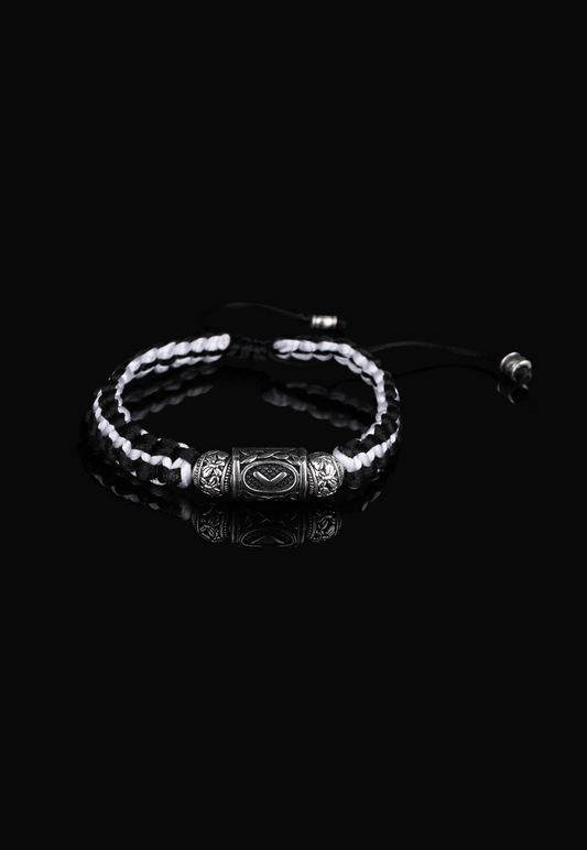 KAUNAN Lucidus Viking Bracelet with Black and White Shambala Threads