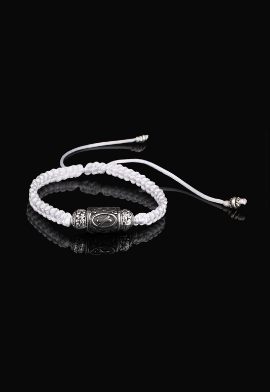 NAUTHIZ Lucidus Viking Bracelet with White Shambala Threads