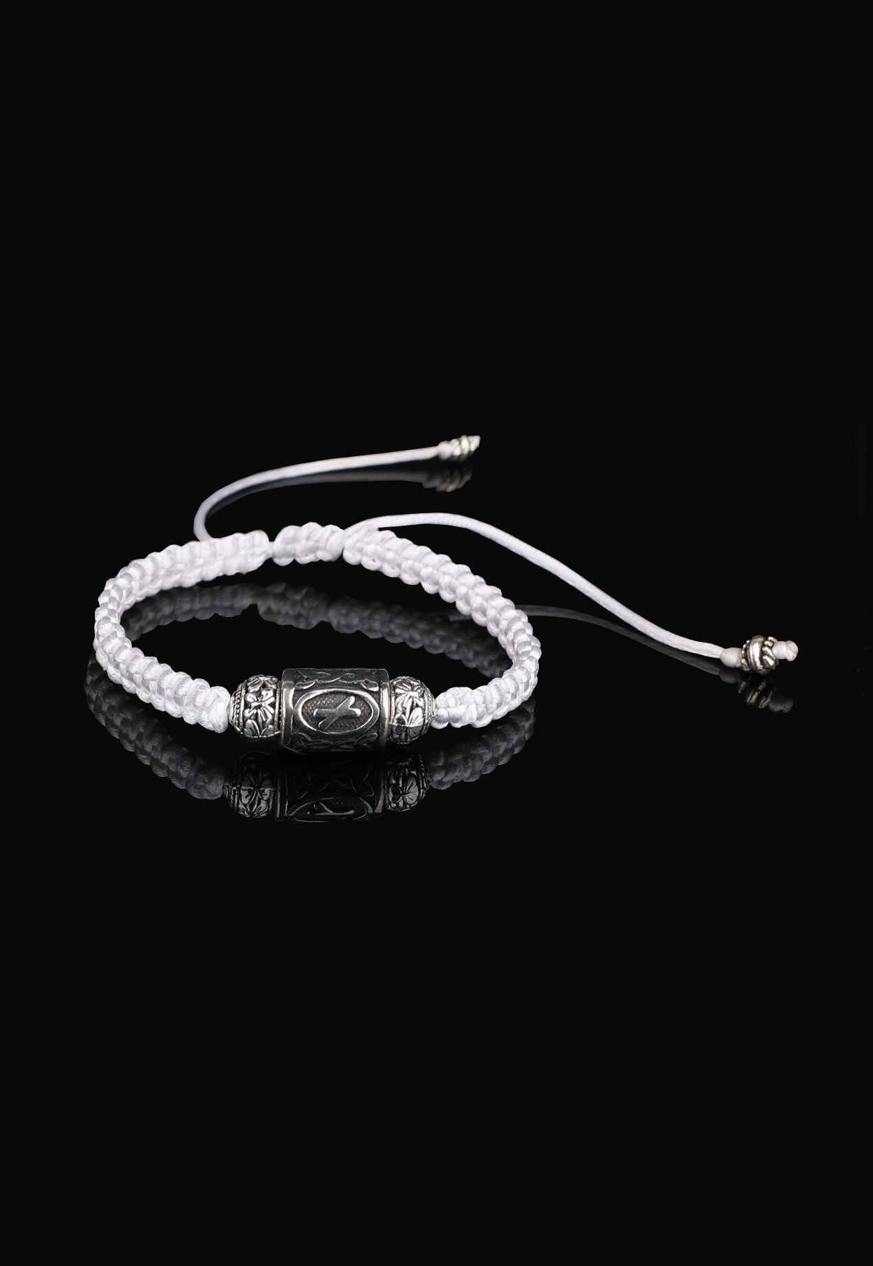 NAUTHIZ Lucidus Viking Bracelet with White Shambala Threads