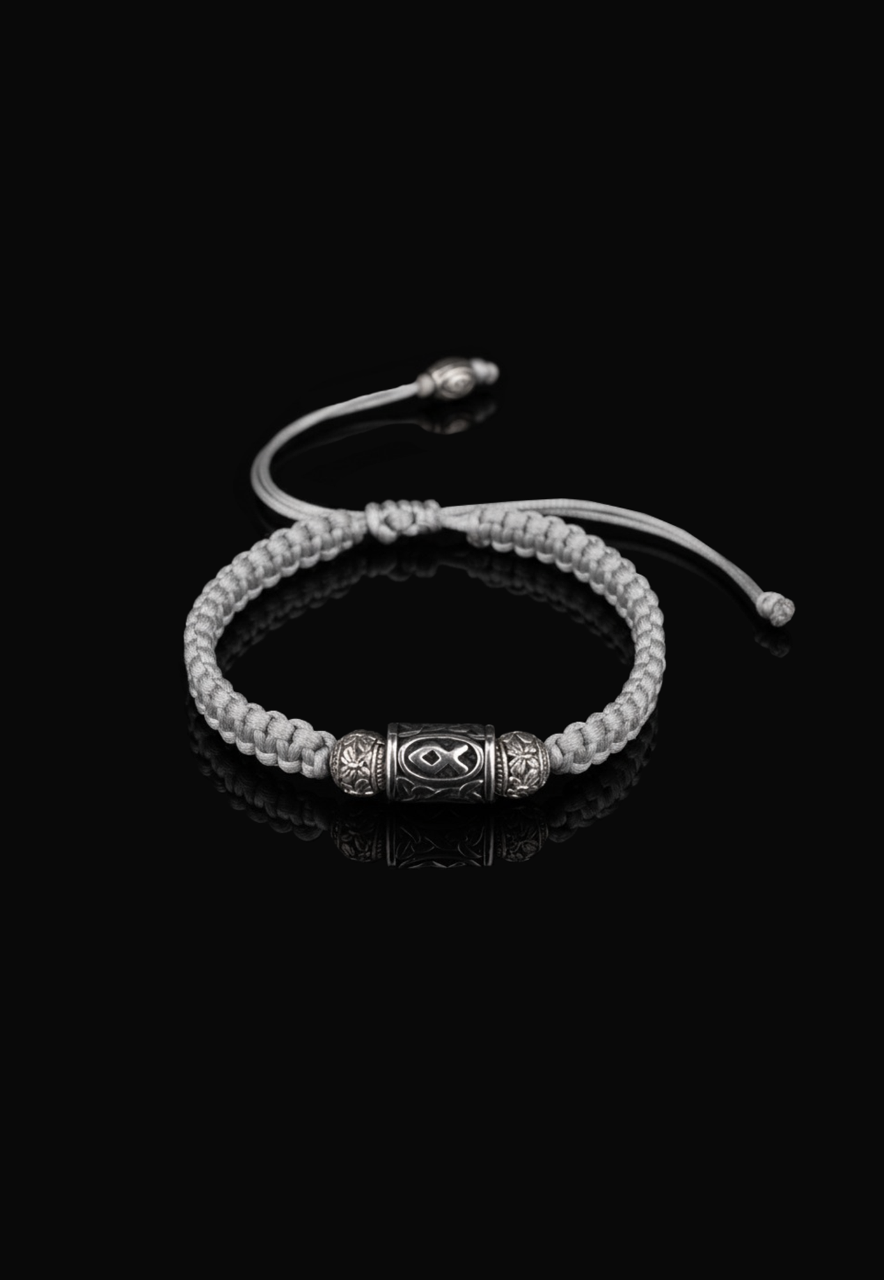 OTHALA Lucidus Viking Bracelet with Grey Shambala Threads