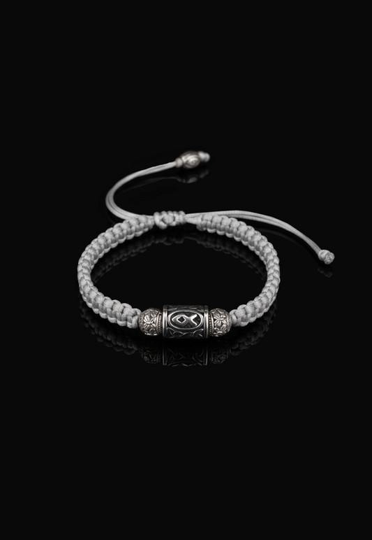 OTHALA Lucidus Viking Bracelet with Grey Shambala Threads