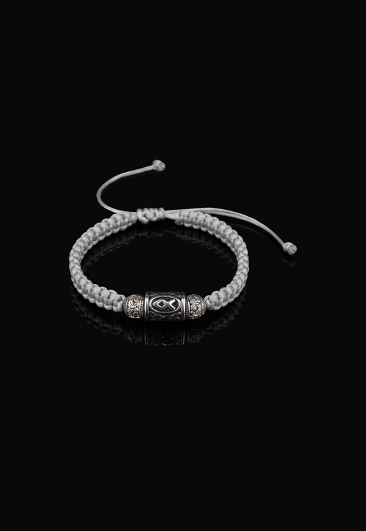 OTHALA Lucidus Viking Bracelet with Grey Shambala Threads