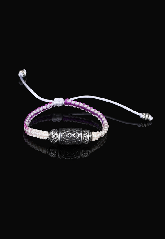 OTHALA Lucidus Viking Bracelet with Purple and White Shambala Threads
