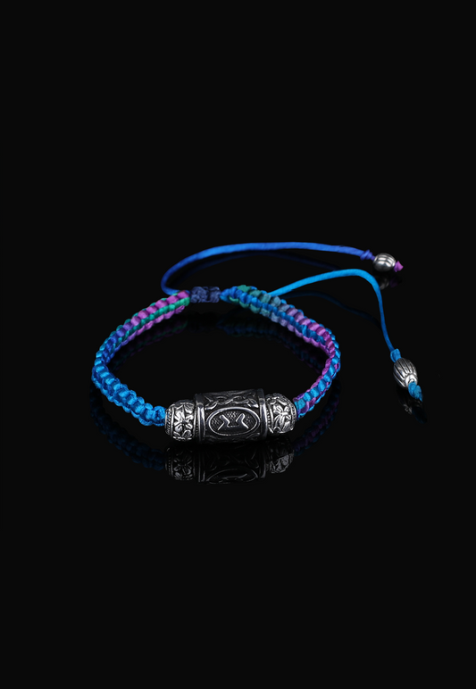 PERTHO Lucidus Viking Bracelet with Purple and Blue Shambala Threads