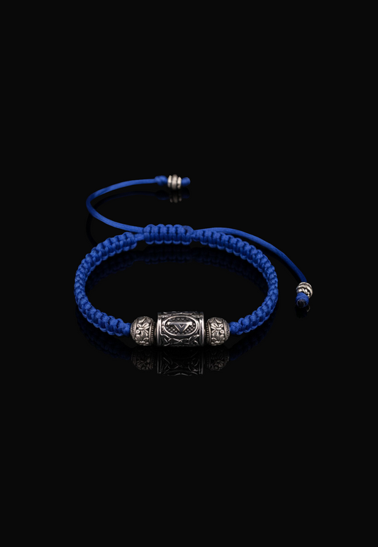 THURISAZ Lucidus Viking Bracelet with Blue Shambala Threads