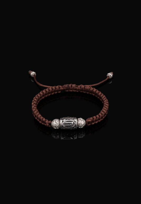URUZ Lucidus Viking Bracelet with Brown Shambala Threads